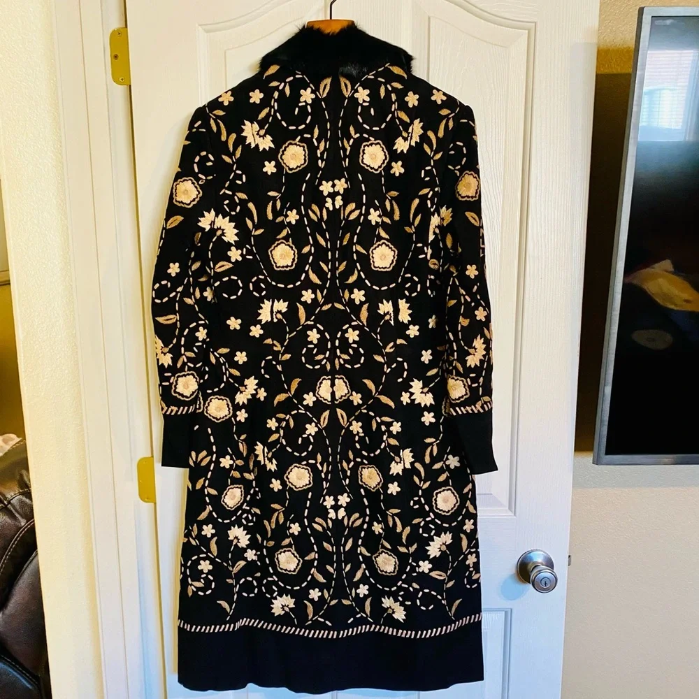 NEW! The Double D Ranch Full-Length Black Suede Hand-Embroidered Obregon Coat - Picture 12 of 17